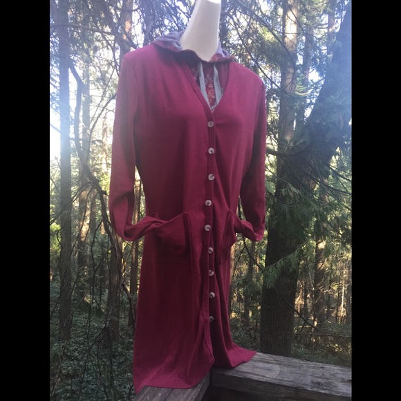 suvimuga Jackets & Blazers - Suvimuga long sleeve button front lounging burgandy jacket